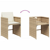 7 Piece Patio Dining Set with Cushions Beige Poly Rattan
