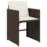9 Piece Patio Dining Set with Cushions Brown Poly Rattan