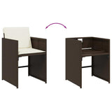 9 Piece Patio Dining Set with Cushions Brown Poly Rattan