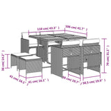 9 Piece Patio Dining Set with Cushions Beige Poly Rattan