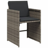 11 Piece Patio Dining Set with Cushions Gray Poly Rattan