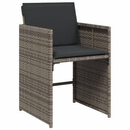 11 Piece Patio Dining Set with Cushions Gray Poly Rattan