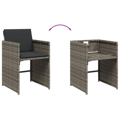 11 Piece Patio Dining Set with Cushions Gray Poly Rattan