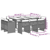 11 Piece Patio Dining Set with Cushions Gray Poly Rattan