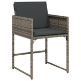 7 Piece Patio Dining Set with Cushions Gray Poly Rattan