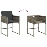 7 Piece Patio Dining Set with Cushions Gray Poly Rattan