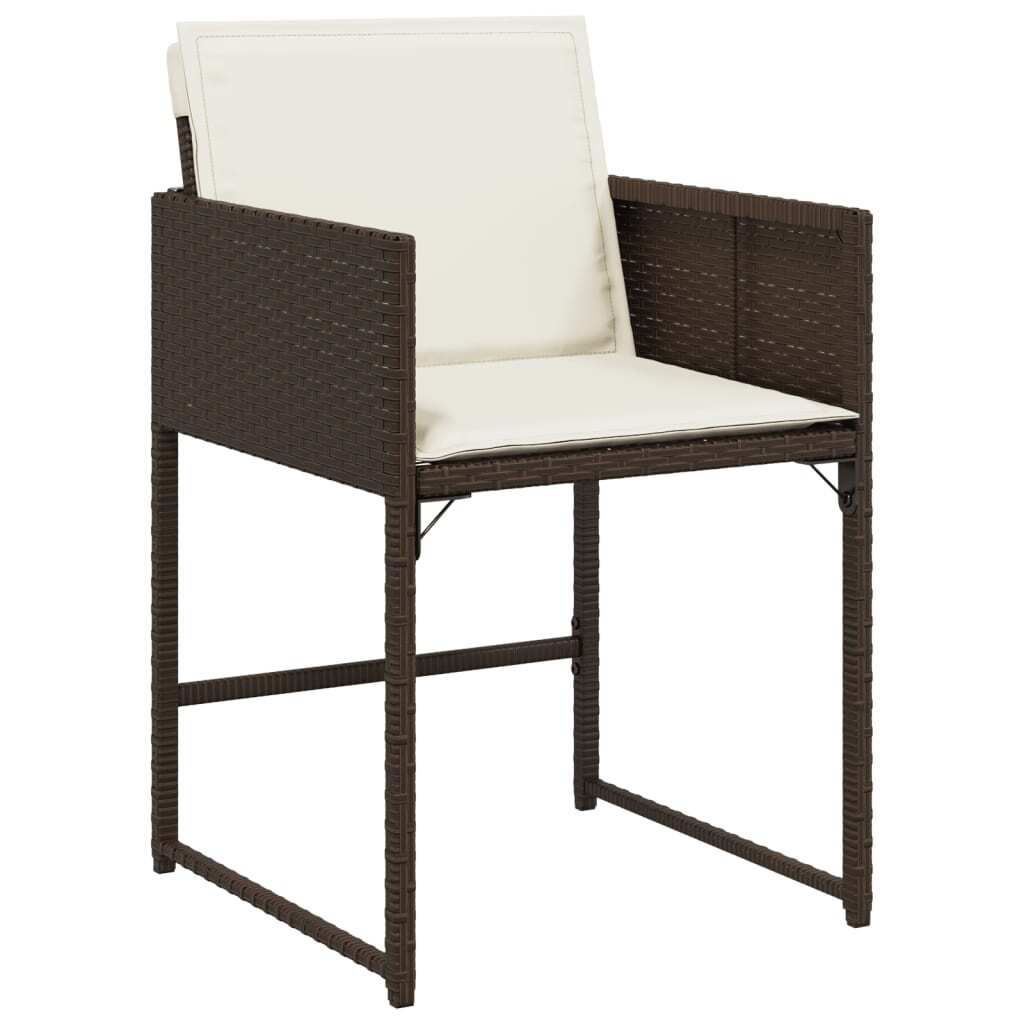 7 Piece Patio Dining Set with Cushions Brown Poly Rattan