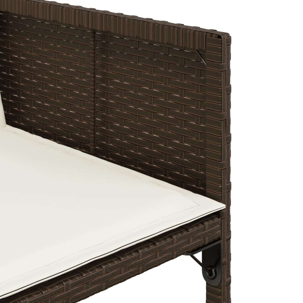 7 Piece Patio Dining Set with Cushions Brown Poly Rattan