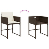 7 Piece Patio Dining Set with Cushions Brown Poly Rattan