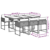 7 Piece Patio Dining Set with Cushions Brown Poly Rattan