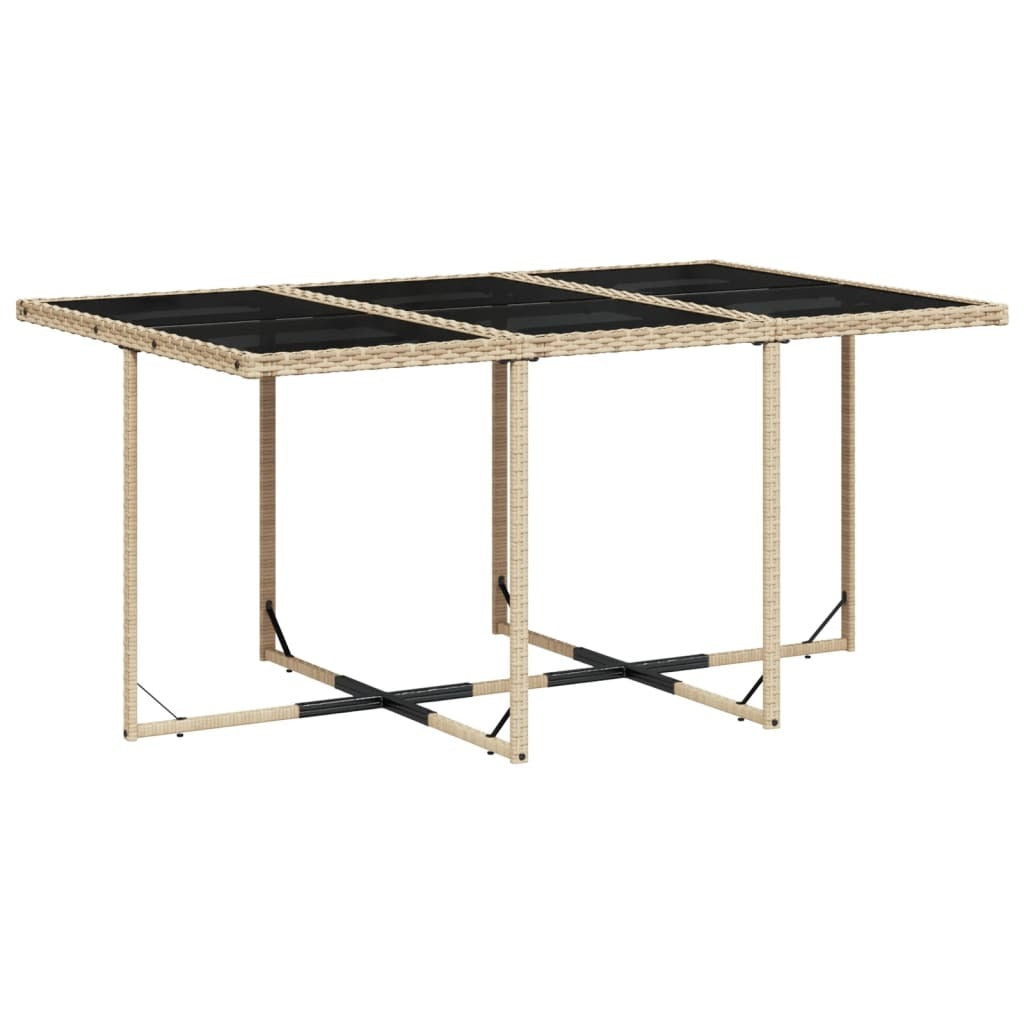 7 Piece Patio Dining Set with Cushions Beige Poly Rattan
