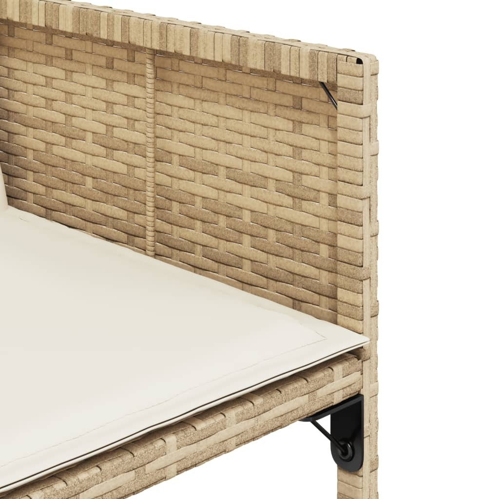 7 Piece Patio Dining Set with Cushions Beige Poly Rattan