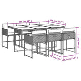 7 Piece Patio Dining Set with Cushions Beige Poly Rattan