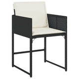 7 Piece Patio Dining Set with Cushions Black Poly Rattan