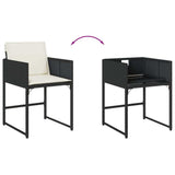 7 Piece Patio Dining Set with Cushions Black Poly Rattan