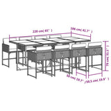 9 Piece Patio Dining Set with Cushions Beige Poly Rattan
