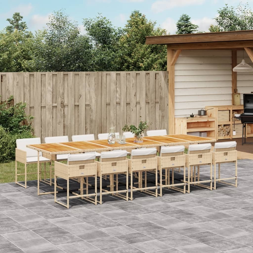 Garden Dining Set Beige, Brown, Cream White
