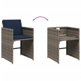 11 Piece Garden Dining Set with Cushions Grey Poly Rattan