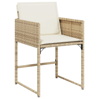 13 Piece Patio Dining Set with Cushions Beige Poly Rattan
