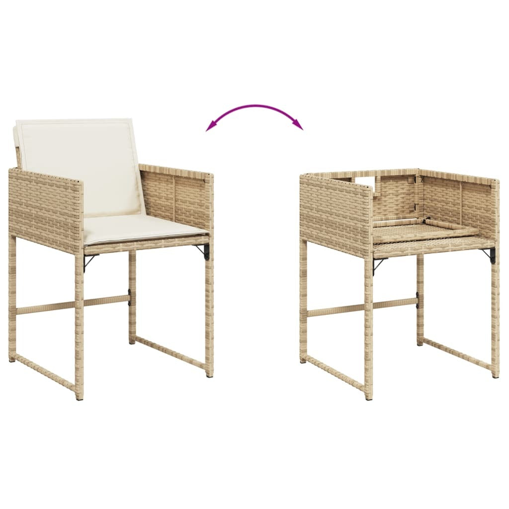 13 Piece Patio Dining Set with Cushions Beige Poly Rattan