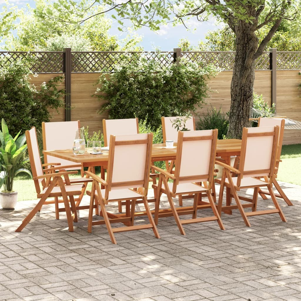 9 Piece Patio Dining Set Solid Wood Acacia and Textilene