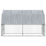 Dog Cage with Roof and Door Silver Galvanized Steel