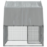 Chicken Cage with Roof and Door Silver Galvanized Steel