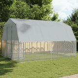 Chicken Cage with Roof and Door Silver Galvanized Steel