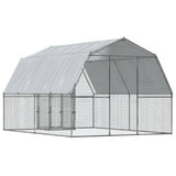 Chicken Cage with Roof and Door Silver Galvanized Steel
