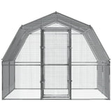 Chicken Cage with Roof and Door Silver Galvanized Steel