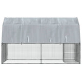 Chicken Cage with Roof and Door Silver Galvanized Steel