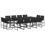 13 Piece Patio Dining Set with Cushions Black Textilene