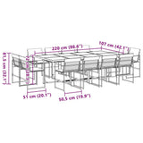 13 Piece Patio Dining Set with Cushions Black Textilene
