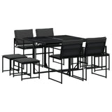 9 Piece Patio Dining Set with Cushions Black Textilene