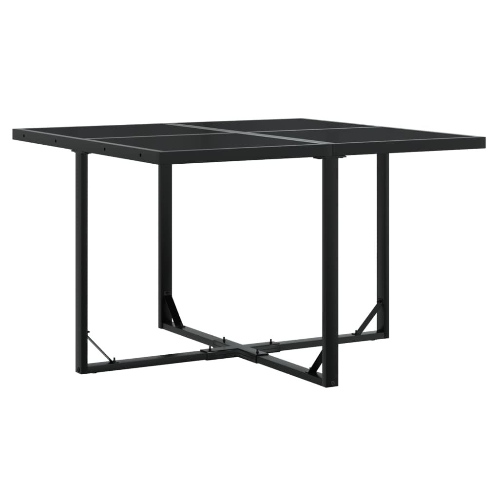9 Piece Patio Dining Set with Cushions Black Textilene