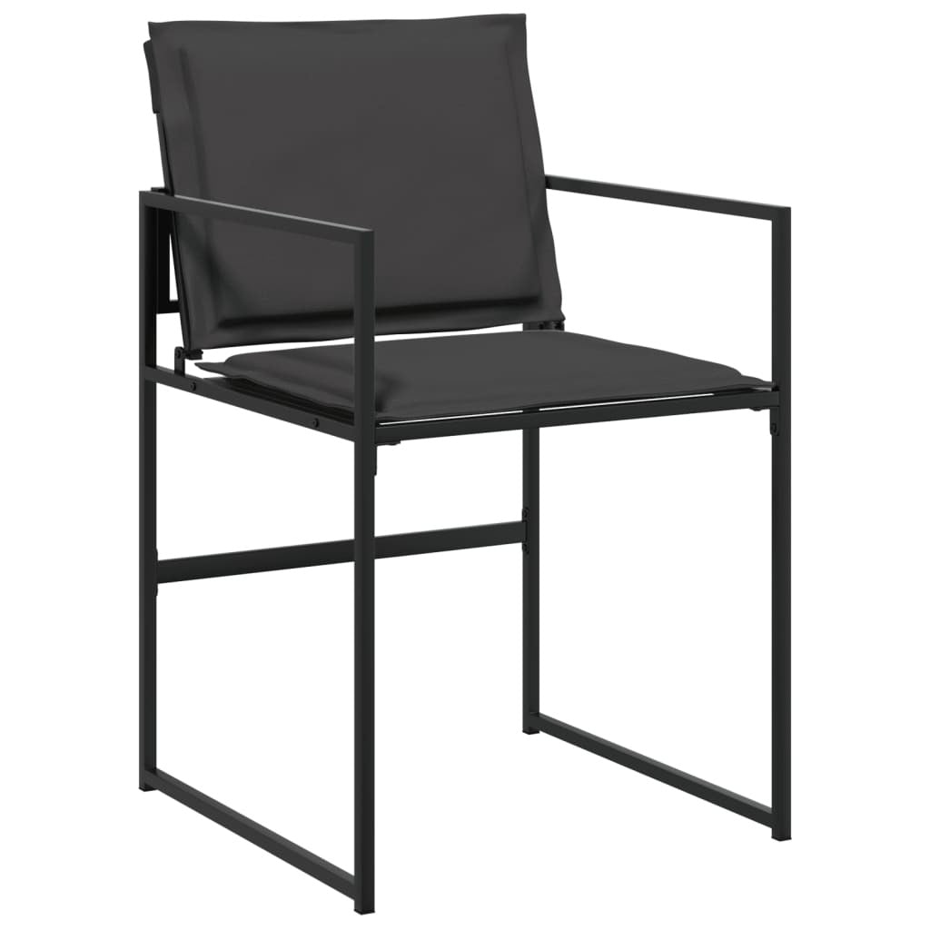 9 Piece Patio Dining Set with Cushions Black Textilene