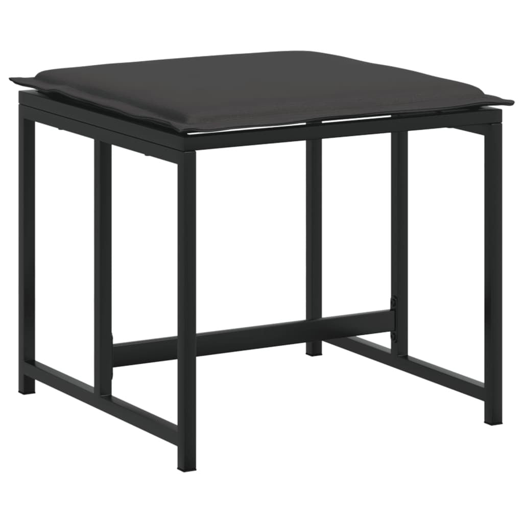 9 Piece Patio Dining Set with Cushions Black Textilene