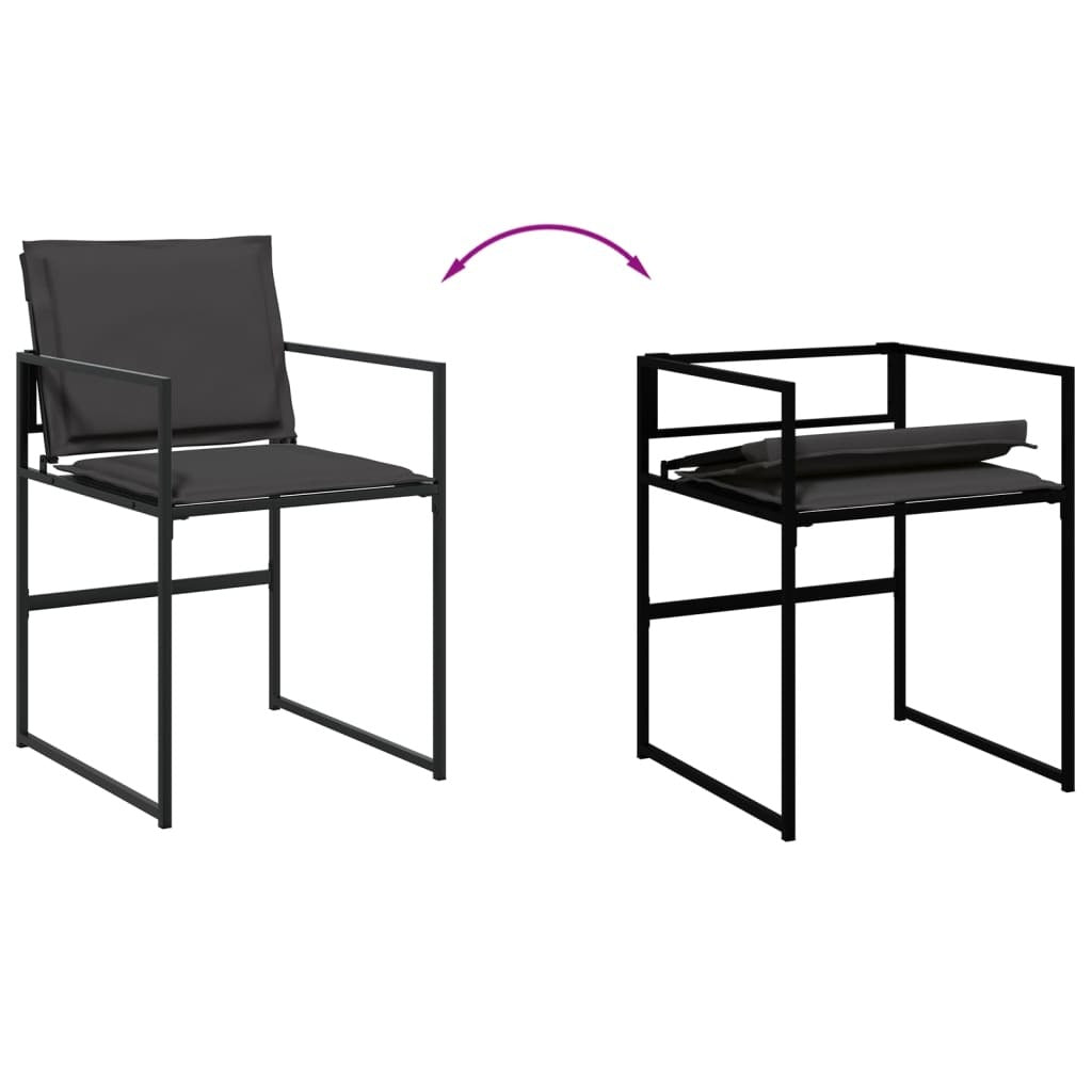 9 Piece Patio Dining Set with Cushions Black Textilene