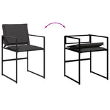 9 Piece Patio Dining Set with Cushions Black Textilene