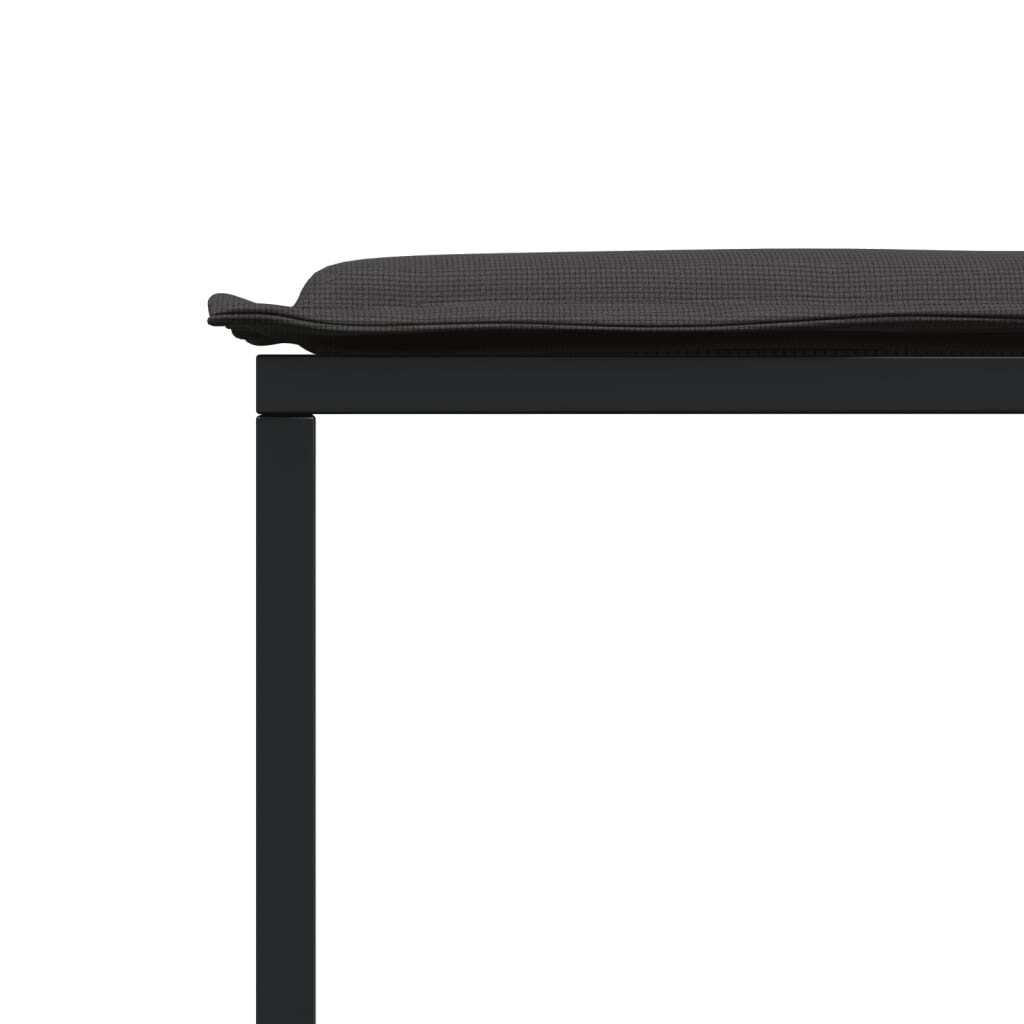 9 Piece Patio Dining Set with Cushions Black Textilene