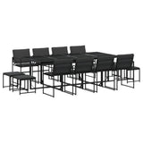 13 Piece Patio Dining Set with Cushions Black Textilene