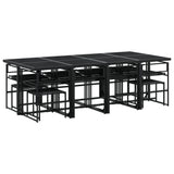 13 Piece Patio Dining Set with Cushions Black Textilene
