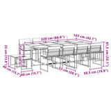 13 Piece Patio Dining Set with Cushions Black Textilene