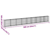 Gabion Basket with Cover 354.3"x19.7"x39.4" Galvanized Iron