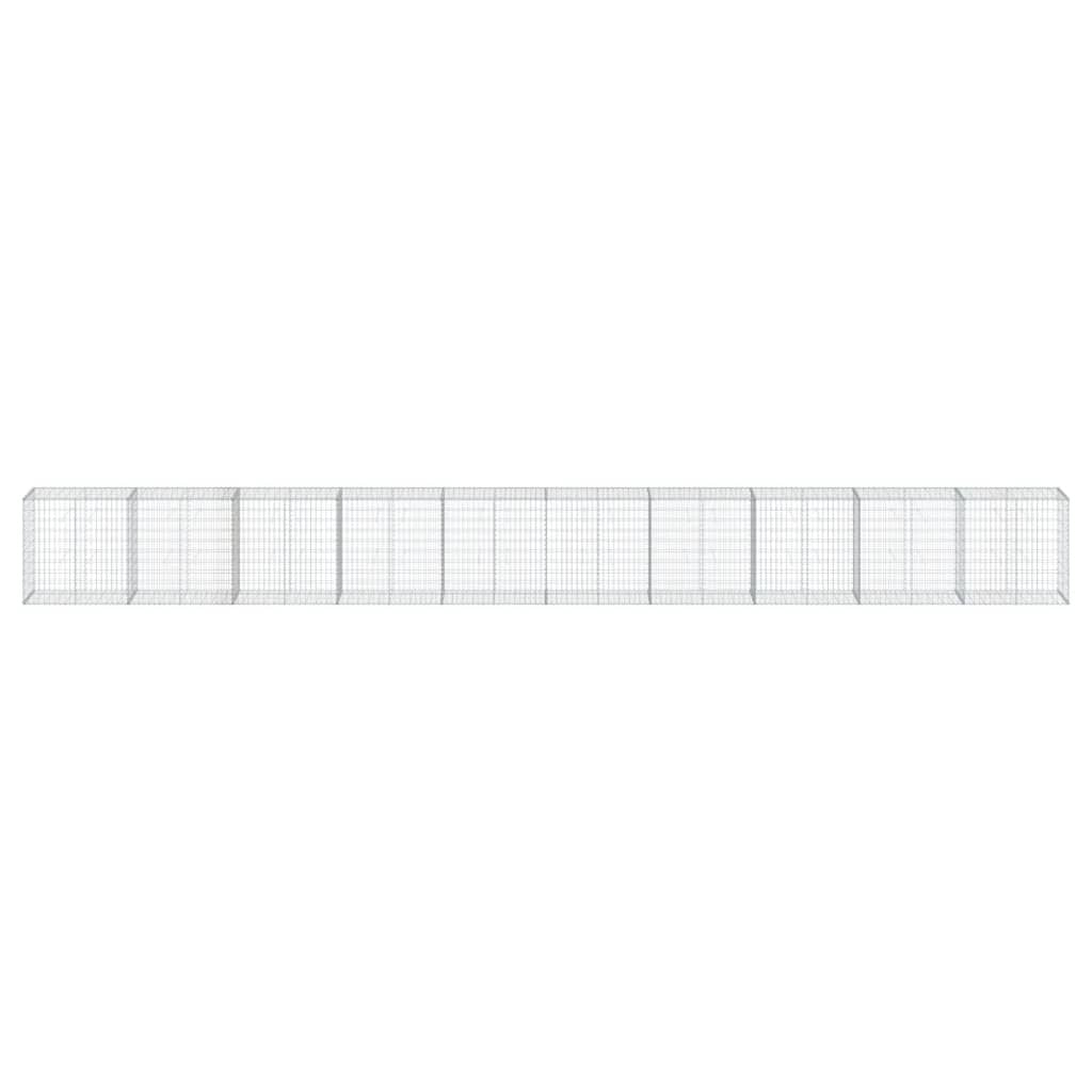 Gabion Basket with Cover 393.7"x19.7"x39.4" Galvanized Iron