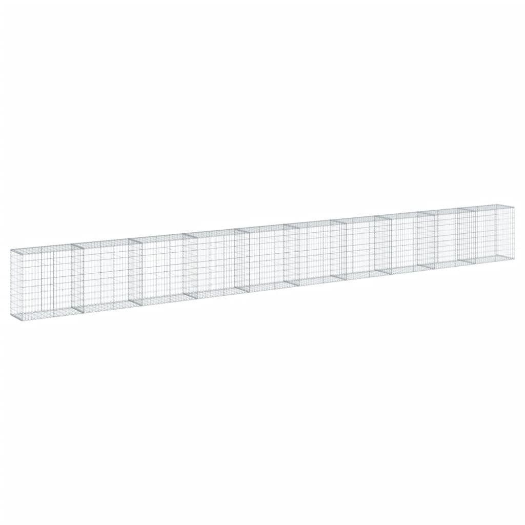 Gabion Basket with Cover 393.7"x19.7"x39.4" Galvanized Iron