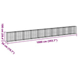 Gabion Basket with Cover 393.7"x19.7"x39.4" Galvanized Iron
