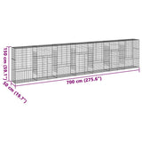 Gabion Basket with Cover 275.6"x19.7"x59.1" Galvanized Iron