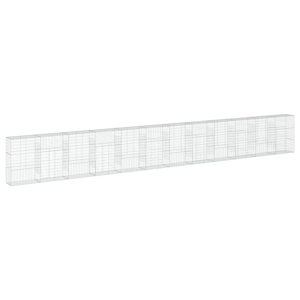 Gabion Basket with Cover 472.4"x19.7"x59.1" Galvanized Iron