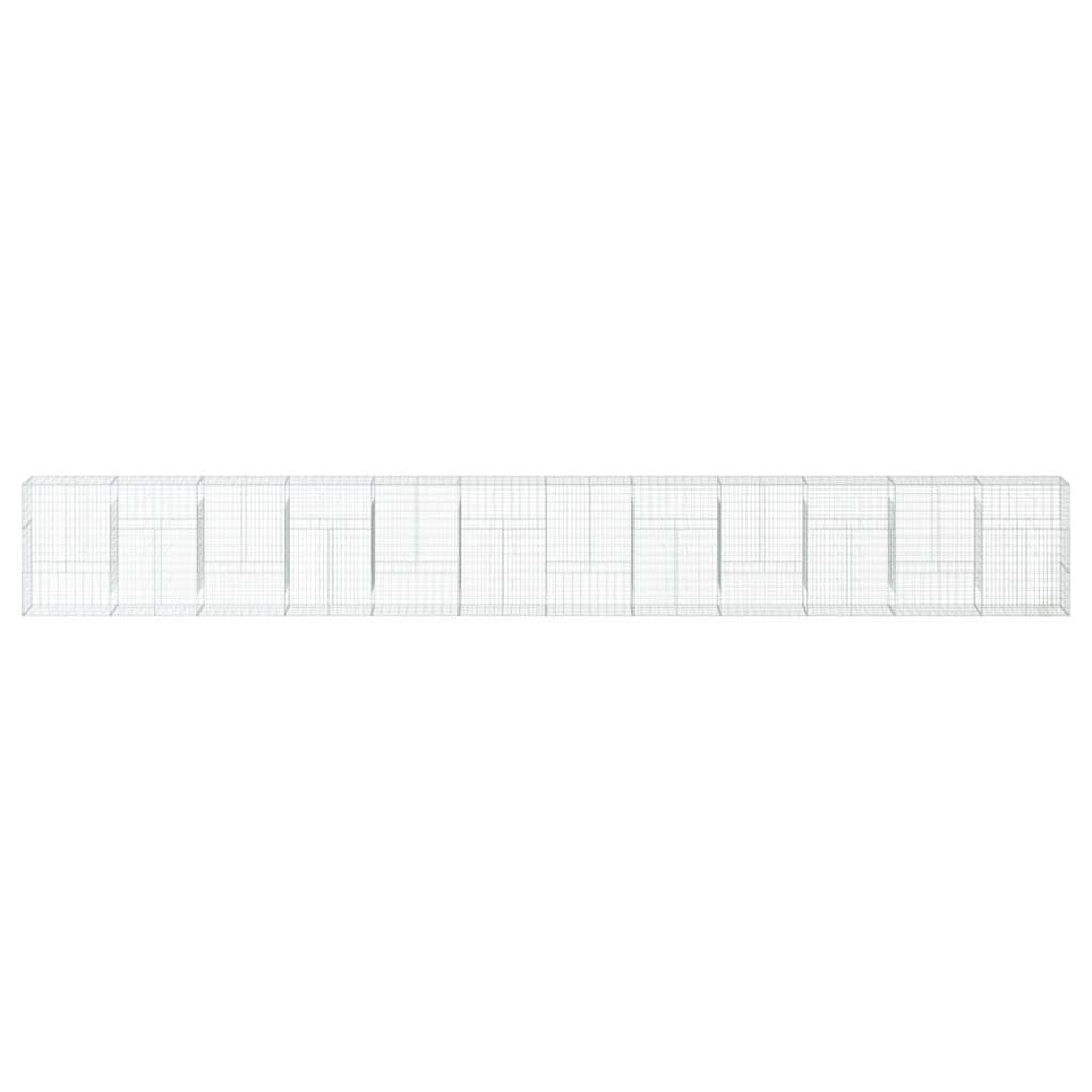 Gabion Basket with Cover 472.4"x19.7"x59.1" Galvanized Iron